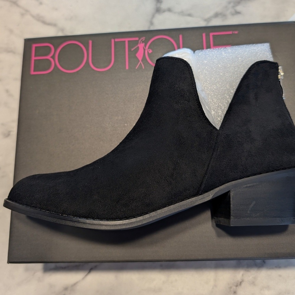 Boutique by Corkys Vanish Booties Women 8 Black New Suede Side Cutout Back Zip - Picture 5 of 9
